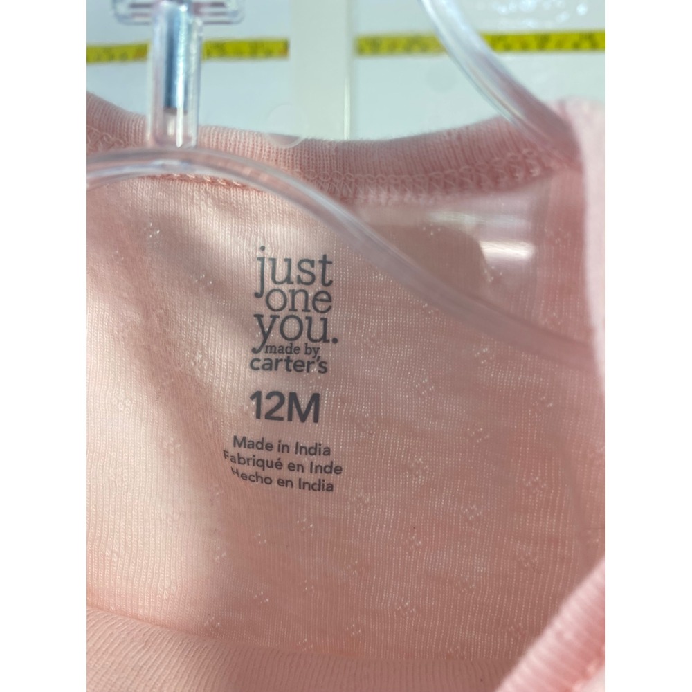 Just One You by Carters Baby Girl Pink Pointelle Short Sleeve Bodysuit 12M